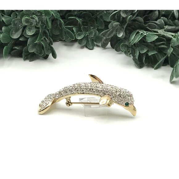Dolphin Crystal Rhinestone Brooch Pin Jewelry Elegant Accessory - Picture 11 of 15